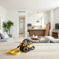 Bright living room with an updated kitchen area during a residential remodeling project