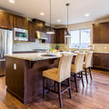 brown kitchen cabinet with kitchen island