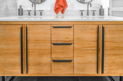 brown wooden cabinet with mirror