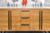 brown wooden cabinet with mirror