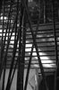a staircase with metal railings
