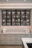 Modern kitchen display cabinet with white dishes